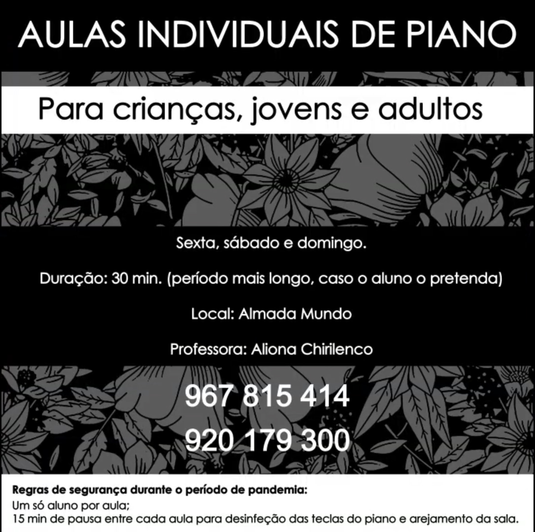 AULAS INDIVIDUAIS DE PIANO com Aliona Chirilenco – Almada Mundo